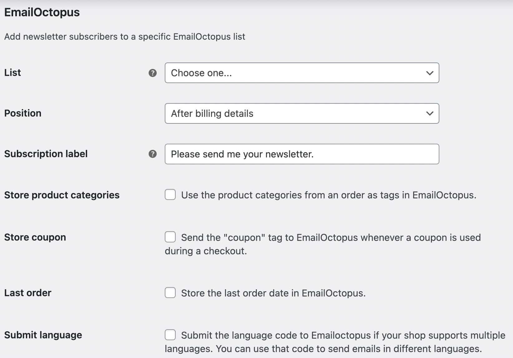 EO4WP WooCommerce settings